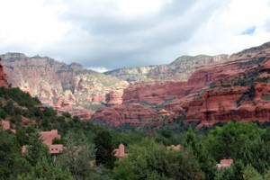 The view north from our resort's main building. The Enchantment is located in a box canyon of red rocks.